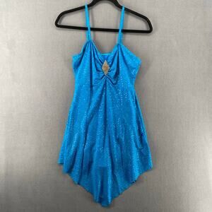 Designs For Dance Costume Turquoise Sequin Silver Womens Large Blue Layered‎